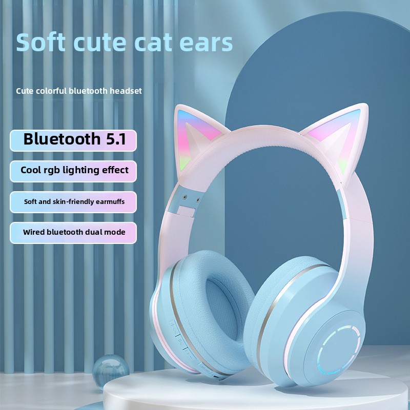 새로운 베스트셀러 헤드 마운트 블루투스 헤드셋 ST89 - Cat Ear Bluetooth Headset Led 리뷰 및 가격